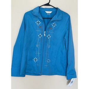 Allison Daley Women’s Lightweight‎ Blue Aztec Embroidery Jacket Size 8 Full Zip